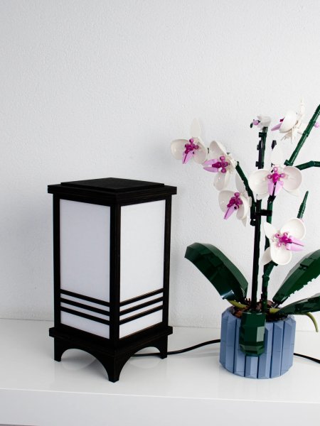 Wooden Japanese style rice paper lamp - Black